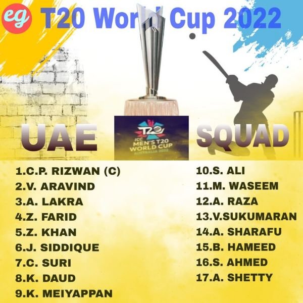T20 World Cup 2022: UAE এর দল
